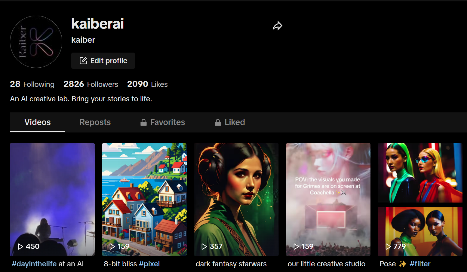 Kaiber AI TikTok feed